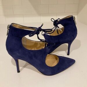 IvankaTrump suede tie lace heels